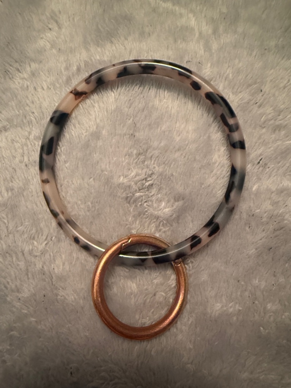 Amazon Leopard Print Bangle Key Ring with Gold Tone Split Ring